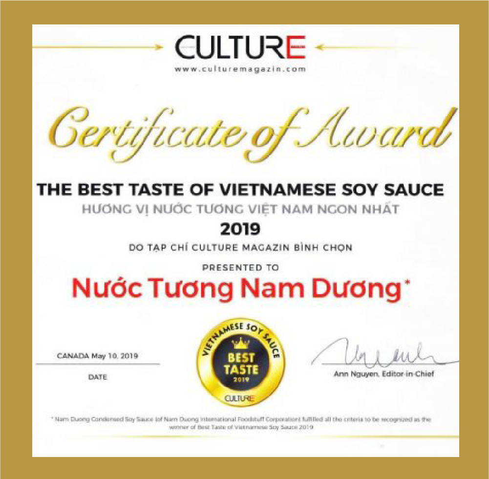 Nam Duong is titled “The Best Taste of Vietnamese Soy Sauce”